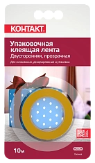Упаковочная клеящая лента "КОНТАКТ ДОМ" двусторонняя, 24мм х 10м, арт. ЛКД 144-Б10 П.Упаковочные ленты Контакт купить оптом.